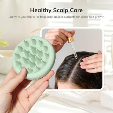Sndyi Silicone Scalp Massager Shampoo Brush, Hair Scrubber with Soft Silicone Bristles, Scalp Scrubber/Exfoliator for Dandruff Removal, Wet Dry Scalp Brush for Hair Growth & Scalp Care, Mint Green - Image 4