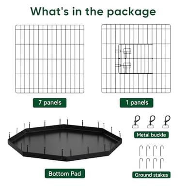 PJYuCien Dog Playpen, 8 Panels 24’’H Dog Pens Indoor with Bottom Pad, Metal Foldable Pet Puppy Exercise Fence Crate Kennel, Better for Small Animals,Black - Image 3