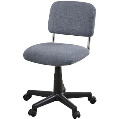 VECELO Faux Fur Comfy Height Adjustable Swivel Armless Home Office Sherpa Chair with Wheels, for Bedrooms/Makeup Room/Living Room, Grey - Image 1