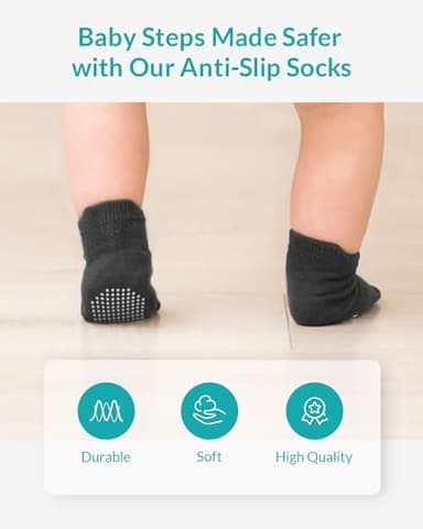 Infinno Baby Non Slip Ankle Socks 9 Pairs - Baby Socks with Grips for Infants Toddlers Kids, Boys and Girls 6-24 Months, 1T-7T - Image 4