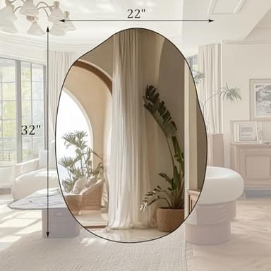 HARRITPURE Irregular Wall Mirror 22"x32" Black Asymmetrical Bathroom Mirror Wood Framed Modern Decorative Vanity Mirrors for Bedroom Living Room Entryway - Image 5