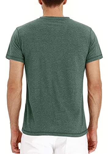 NITAGUT Mens Fashion Casual Front Placket Basic Short Sleeve Henley T-Shirts (L, 00 Green) - Image 2