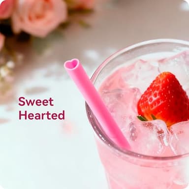 Prurex 50pcs Heart Shaped Pink Straws 8mm Individually Wrapped Disposable Drinking Straws for Galentine's Brunches,Cocktail, Birthday Parties, Pastel Weddings & Bridal Shower Decorations - Image 2