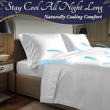 DECOLURE 100% Viscose Derived from Bamboo Sheets Queen Size 4pcs - Ultra Soft & Luxuriously Cooling, 17" Deep Pocket, Double Stitching, Perfect for Hot Sleepers - Queen Bed Sheets (White) - Image 4