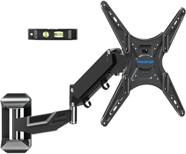 MOUNTUP Height Adjustable TV Wall Mount for 26-55 Inch TVs, Gas Spring Full Motion Articulating TV Bracket with Smooth Swivel Tilt & Safe Corner Installation, 400x400mm VESA, 11-66 lbs, Textured Black - Image 2