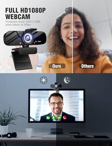Gozvrpus USB HD Webcam with Built-in Microphone and Rotatable Tripod, 1080P Video, Wide Angle Camera, Privacy Cover, for Desktop PC or Laptop Computer（Black） - Image 6