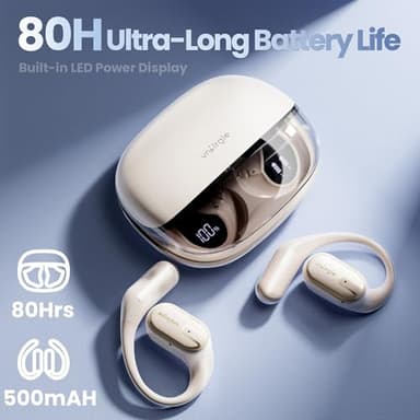 Open Ear Headphones Earbuds wireless - 5.4 Bluetooth Ear Buds with LED Digital Display IPX7 Waterproof, Wireless Headphones Touch Control Air Conduction Stereo Sound with 18.2mm Drivers 80H Playtime - Image 3