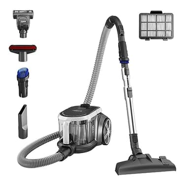 Eureka Bagless Canister Vacuum Cleaner, Lightweight Vac for Carpets and Hard Floors, Silver with Black, NEN180 - Image 1