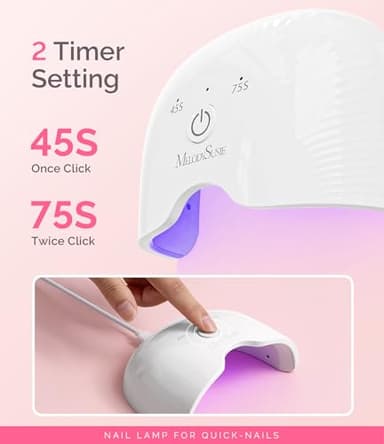 MelodySusie UV Nail Lamp, ART06F UV Light for Gel Nails, Nail Dryer with 2 Timer, Fast Curing Gel Nail Polish Nail Art Tools for Desk and Handheld use, Starter-Friendly Mini Manicure Accessories-White - Image 5