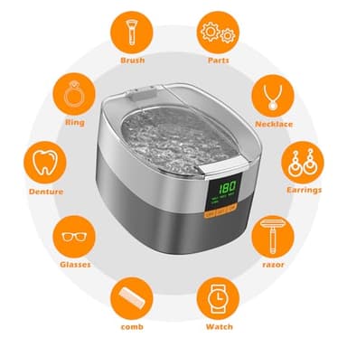 KECOOLKE Ultrasonic Jewelry Cleaning Machine, 750ml Sonic Cleaner with Digital Timer for Eyeglasses, Rings，Silver， Cleaner Solution for Gifts - Image 3