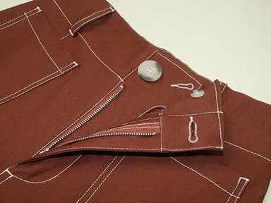 miduo Womens Slim Spring Pants Contrast-Stitch High Waist Zipper Button Cropped Wide Leg Trousers Straight Leg Pants with Pockets Brown 29 - Image 7