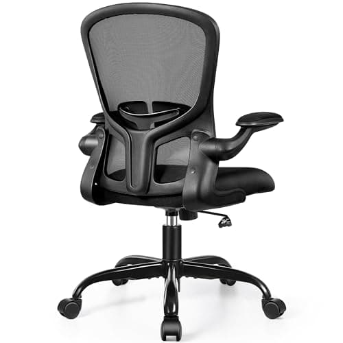 FelixKing Office Desk Chairs, Ergonomic PC Desk Chair with Wheels, Adjustable Lumbar Support and Height, Swivel Computer Chair with Flip-up Armrests, Ergo Mesh Backrest for Working (Black) - Image 1