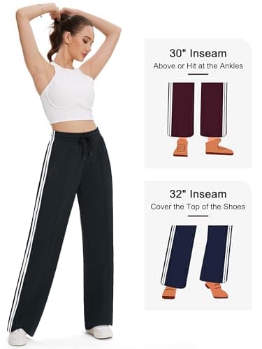 Tapata Women's 30" Inseam Regular Track Pants Loose Straight Leg Jogging Sweatpants Warm-Up Sports Athletic Running, Black, XXL - Image 7
