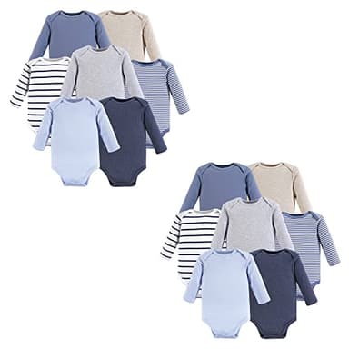 Hudson Baby Unisex Baby Cotton Long-Sleeve Bodysuits Boy Basic 14-Piece, 0-3 Months