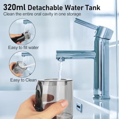 Water Dental Flosser Pick for Teeth,Grinest Cordless Water Dental pik Teeth Cleaner 7 Modes Rechargeable Oral Irrigator Portable IPX7 Waterproof Tooth flossing Cleaning for Home Travel-Black - Image 4