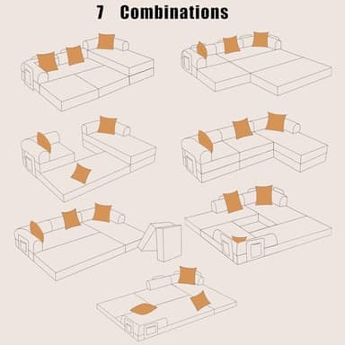 HANXIN 108" Modular Sectional Sofa, Futon Convertible Sofa Bed,Oversized Corduroy Boneless Couch for Living Room,Floor Loveseat Sleeper with Pull Out Bed,Free Combination,No Assembly Required (Green) - Image 6