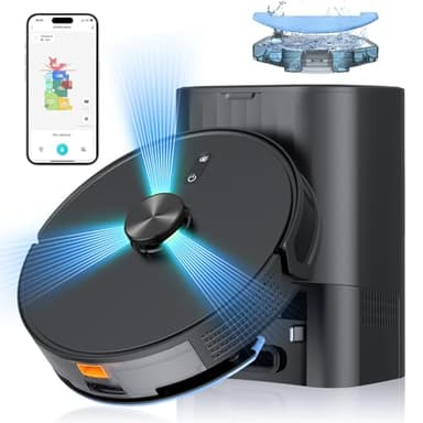 Giomre 3-in-1 Robot Vacuum and Mop Combo, Self Emptying Station for 60 Days, Robotic Vacuum Cleaner with LiDAR Navigation & Max Strong 5000Pa Suction, 2.4G WiFi/Alexa/App Control, Self-Charging Base - Image 1