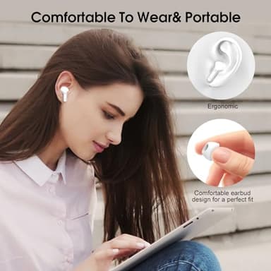 Wireless Earbuds, Bluetooth 5.4 Headphones HiFi Stereo, Bluetooth Earbuds with ENC Noise Cancelling Mic, IP7 Waterproof in Ear Earphones, 48H, LED Display Ear buds for Pad Workout Sports, Deep White - Image 5