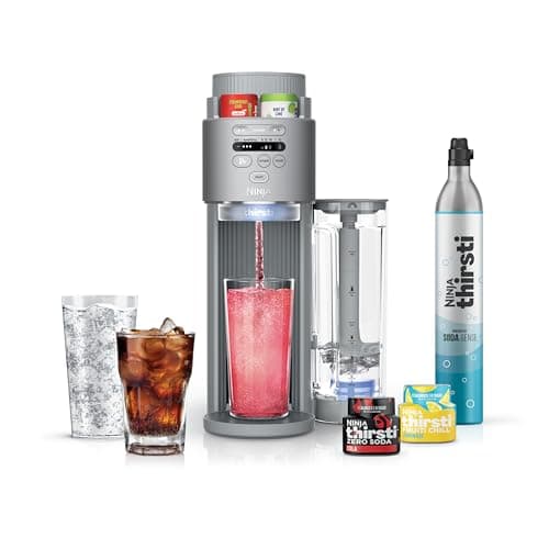 Ninja Thirsti Max Custom Hydration System, Soda Maker, Sparkling Water Maker, Custom Still & Sparkling Drinks, Compact Design, With 60L CO₂ Cylinder & Flavored Water Drops, Silver WC2002 - Image 1