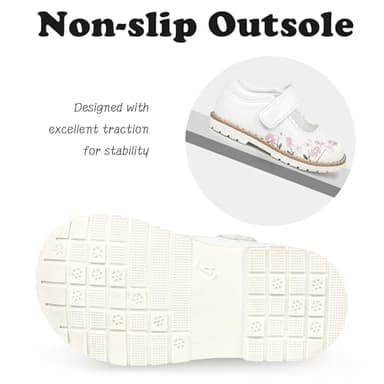 Wulubaba Girls Mary Jane Shoes Flower Infant Newborn Walking Dress Shoes for Wedding Party(Infant/Toddler),White Embroidery,8 - Image 3