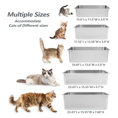 Kirecoo Stainless Steel Cat Litter Box - Metal High Sided Cat Pan, Large Stainless Steel Box, Indoor Litter Tray, Non Stick, No Smell, Easy to Clean, Pet Toilet Supplies for Kitten, Kitty, Rabbit - Image 7