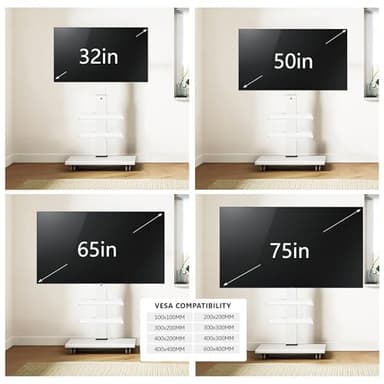 FITUEYES Rolling TV Stand for 32-75 Inch TVs - Height Adjustable Portable TV Stand on Wheels, 20 Degree Left/Right Swivel and 90 Degree Vertical and Horizontal Rotation up to 88lbs - Image 6