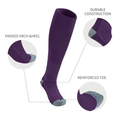QBK Toddler Baseball Socks And Belt Youth Softball Tee Ball Combo Set for Boy Girl (2 Pairs of Socks & 1 Belt) Purple 11-13Y - Image 3