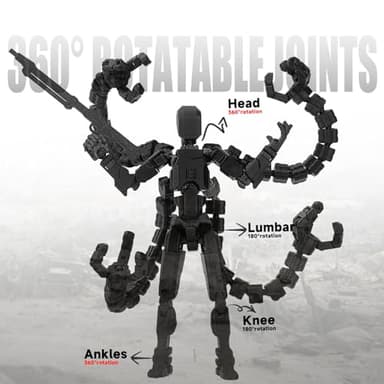 PkghoKids Assembly Completed 7.2inch T13 Action Figure 3D Printed Multi-Jointed Movable T13 Nova 13 Robot 13 Action Figure Desktop Decorations for Game Lovers (Black2) - Image 4