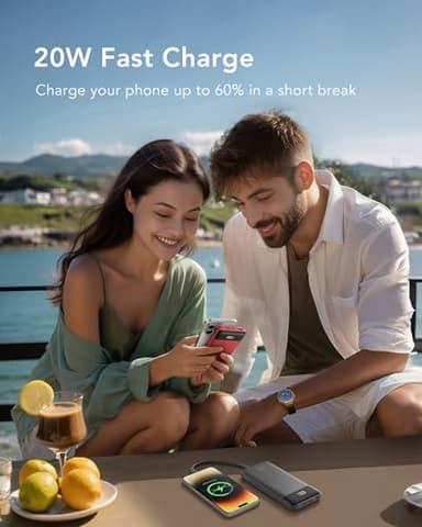 charmast 20000mAh Portable Charger with Built in Cables, 22.5W Travel Power Bank Fast Charging, USB C Cell Phone Battery Pack for iPhone 16/15/14/13/12/11 Series, iPad, Samsung, Android, Tablet - Image 8