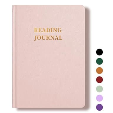 TSFPapier Reading Journal Book Lovers Gifts Hardcover Leather Readers Accessories Track Reading Log with 65 Books Reviews, 5.8”x8.3”, Pink - Image 1