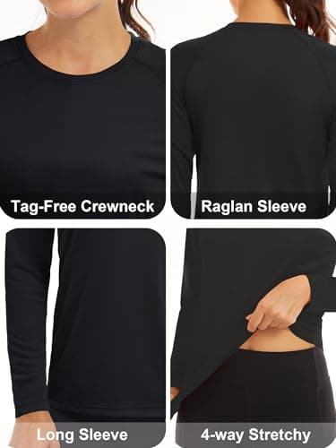 MAGCOMSEN Women's Hiking Shirt, UV Protection, Long Sleeve, Rash Guard, Fishing, Running, Swim - Black - Image 4