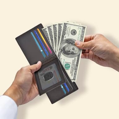 Full Grain Leather Wallet for Men | RFID Blocking | Bi fold Wallet | 9 Credit Card Slots | Gifts for Men | Brown - Image 4