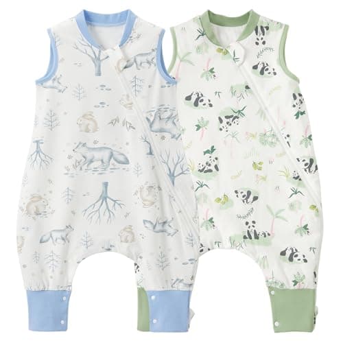 Duomiaomiao 2 Pack 0.5 TOG Toddler Sleep Sack 12-24 Months 100% Cotton Lightweight Baby Sleep Sack with Feet, Breathable Comfy Toddler Wearable Blanket - Image 1