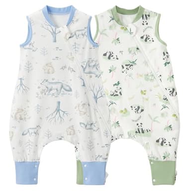 Duomiaomiao 2 Pack 0.5 TOG Toddler Sleep Sack 12-24 Months 100% Cotton Lightweight Baby Sleep Sack with Feet, Breathable Comfy Toddler Wearable Blanket - Image 1