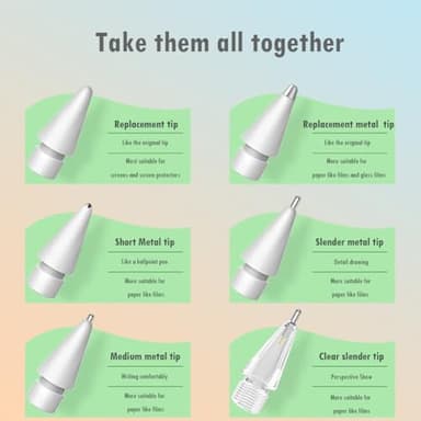 SIXFU Replacement Pencil Tips for Apple Pencil, Multiple Durable iPencil Tip Nibs Accessories for iPad Pro/Apple Pencil Pro/USB-C/ 1st Gen/ 2nd Generation (6 PCS) - Image 5