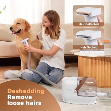 Dog Grooming Vacuum Kit - 3L Vacuum with 7 Tools, Low Noise Electric Clipper and Brush for Pet Shedding at Home, White - Image 7