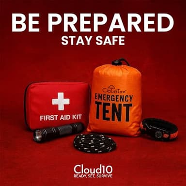 CloudTen Emergency Tent: Lightweight 2 Person Survival Tent with Multi-Function Paracord Bracelets - Essential Survival Gear & Bug Out Bag Items for Preppers, Hikers, Survivalists, Campers, Boy Scouts - Image 9