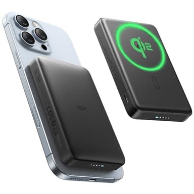 ESR for MagSafe Power Bank, Ultra-Compact 10,000mAh MagSafe Portable Charger, Qi2 Certified 15W Ultra-Fast Battery Pack, 27W USB-C MagSlim Charger with Cable for iPhone 17/16/15/14/13/12, Black - Image 1