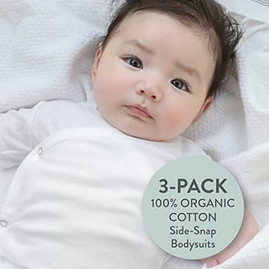 HonestBaby Baby Boys 3-pack Organic Cotton Long Sleeve Side-snap Kimono Bodysuits And Toddler T-Shirt Set, Honestly Pure White, Newborn US - Image 2