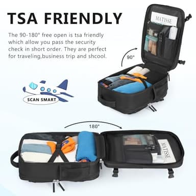 Snoffic Travel Backpack for Women, Large Carry On Backpack for Travel, Waterproof Backpack Personal Item, Backpack for Women, laptop backpack 17.3 inch, College Bag Casual Daypack, Black - Image 8