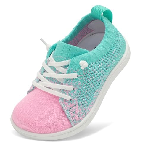 LeIsfIt Toddler Shoes Girls Boys Wide Shoes Kids Zero Drop Minimalist Sneakers Barefoot Slip on Tennis Sneakers Green Pink 12 Little Kid - Image 1