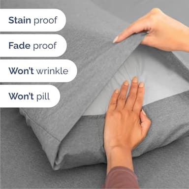 Queen Sheets Set 6 Piece - Bed Sheets Queen Size - Soft Hotel Luxury Bedding - Cooling, Comfy & Breathable - 1 Flat & 1 Fitted & 4 Pillowcases with Deep Pockets - Wrinkle & Fade Free - Heathered Grey - Image 5