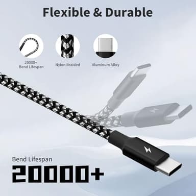 USB C Splitter Multi Charging Cable, Dual Type C Charger Cord,4 in 1 Multiple Nylon Braided Cable with 4 Type-C Connectors Compatible with iPhone 15 Pro Max/Samsung Galaxy/Tablets/Google-1Pack 5FT. - Image 2