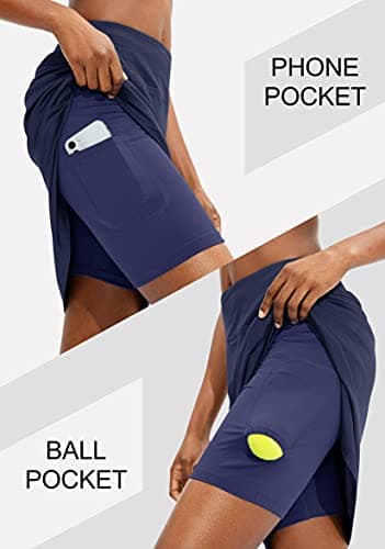 Viodia Women's 20" Knee Length Skorts Skirts Athletic Tennis Golf Skirt for Women Modest Sports Casual Summer Skirt with 5 Pockets Navy - Image 3