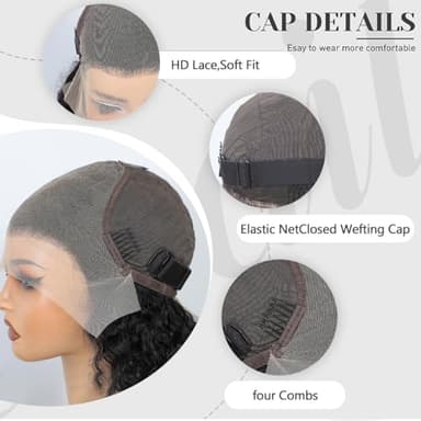 30INCH Deep Wave Lace Front Wigs Human Hair with Baby Hair 13x6 Glueless HD Full Lace Front Wig Pre-Drawn Bleaching Knot 200% Density Deep Curly Lace Frontal Wig Natural Color for Woman - Image 6