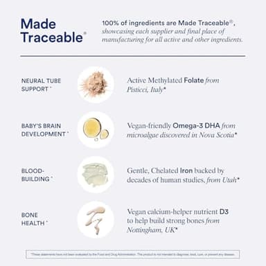 Ritual Essential for Women Prenatal Multivitamin: Folate & Choline for Neural Tube Support, Omega-3 DHA for Fetal Brain Development, Iron, Calcium-Helper D3 & K2, Non-GMO, Vegan, Mint, 30 Days - Image 6