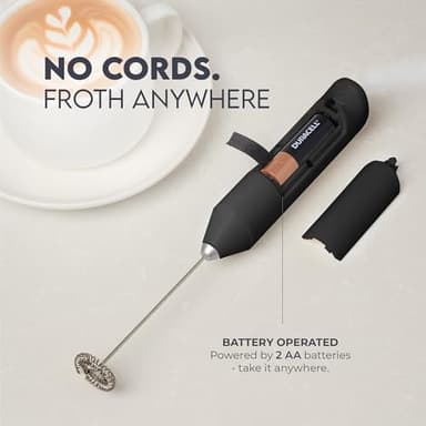 Zulay Kitchen Powerful Milk Frother Wand - Handheld Stainless Steel - Battery Operated Drink Mixer for Coffee, Lattes, Cappuccino, Matcha - Froth Mate Frother Gift - Black - Image 4