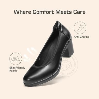 DREAM PAIRS Women's Chunky Closed Toe Low Block Heels Work Pumps Comfortable Round Toe Dress Wedding Shoes Nereida,Size 7.5,Black,SDPU2230W - Image 3