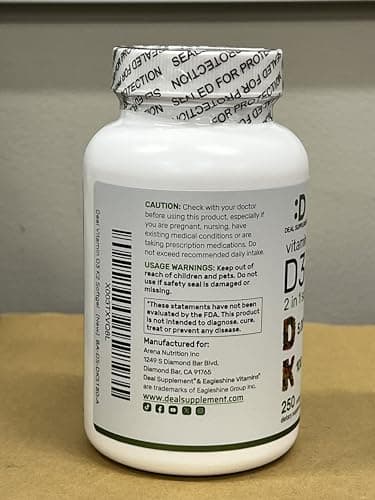 DEAL SUPPLEMENT Vitamin D3 5,000 IU + K2 MK7 Softgels, 250 Count | 2-in-1 Complex | Supports Heart, Bone, Teeth & Immune Health | Easy to Swallow - Image 3