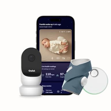 Owlet Dream Duo (Gen 2) Smart Baby Monitor Bundle – HD Video Camera + Wearable Sock Tracks Baby’s Oxygen, Heart Rate & Sleep, Blue - Image 1